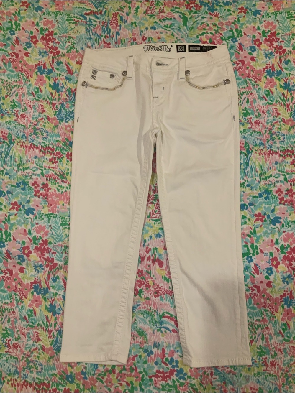 Miss Me White Slim Straight Jeans for Women